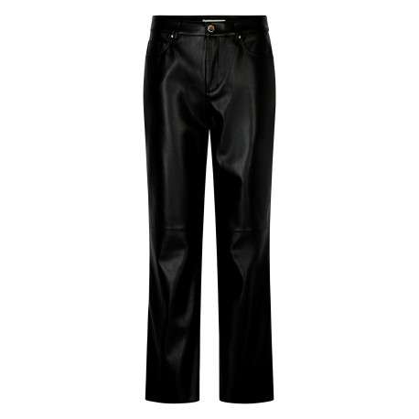 Pantalon noir uni avec une coupe bootcut muni d'un zip et d'un bouton