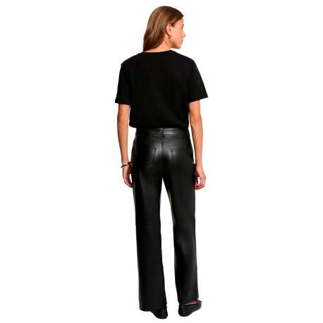 Pantalon noir uni avec une coupe bootcut muni d'un zip et d'un bouton - Image 3