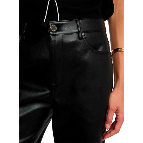Pantalon noir uni avec une coupe bootcut muni d'un zip et d'un bouton - Image 5