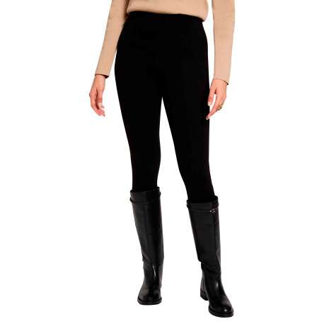 Legging noir uni avec une coupe slim et une taille élastiquée - Image 4