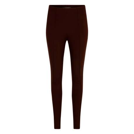 Pantalon chocolat uni avec une coupe slim muni d'une taille élastiquée