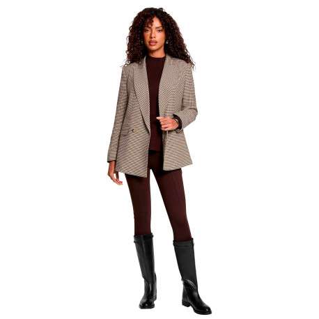 Pantalon chocolat uni avec une coupe slim muni d'une taille élastiquée - Image 2