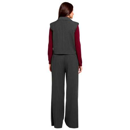 Blazer gris à rayures avec une coupe droite et un col à revers - Image 3