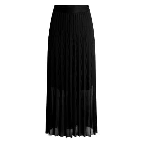 Jupe longue noire unie avec une coupe fluide et une taille élastiquée
