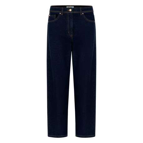 Jean en coton brut avec une coupe droite muni d'un zip et d'un bouton