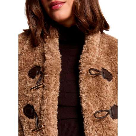 Blouson taupe uni sans manche avec une coupe droite et un col rond - Image 5