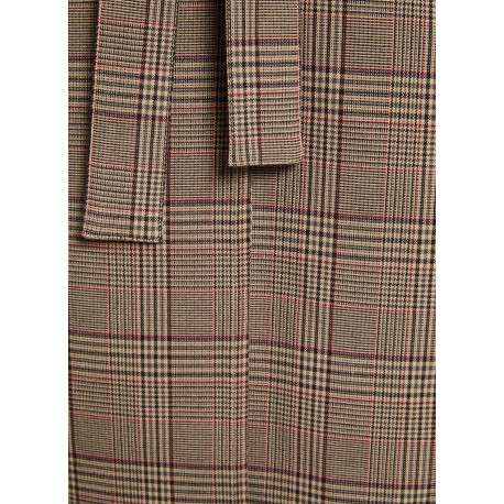 Trench taupe à carreaux avec une coupe droite et un col à revers - Image 6