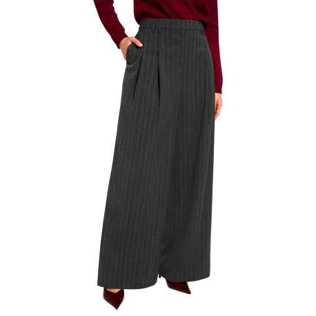 Pantalon gris à rayures avec une coupe bootcut muni d'un zip et d'une agrafe - Image 4