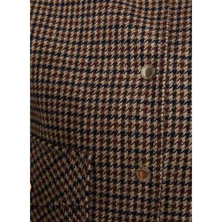 Blouson camel à motif pied-de-poule avec une coupe droite et un col montant - Image 6
