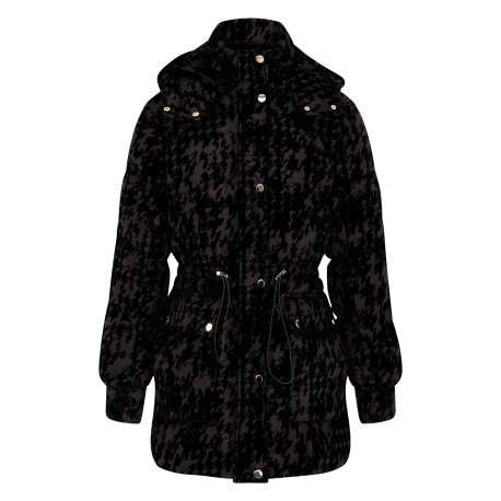 Doudoune noire à motif camouflage avec une coupe droite et une capuche