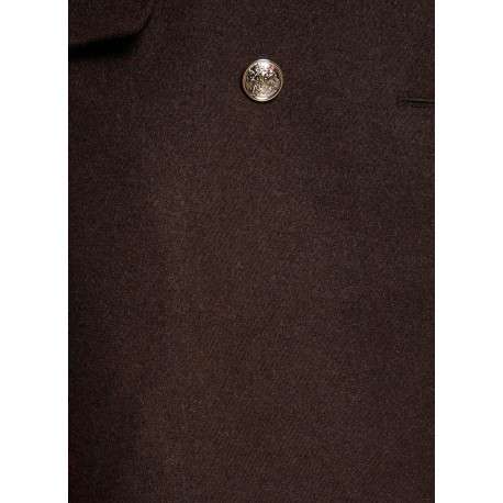 Manteau marron uni avec une coupe droite et un col à revers - Image 6