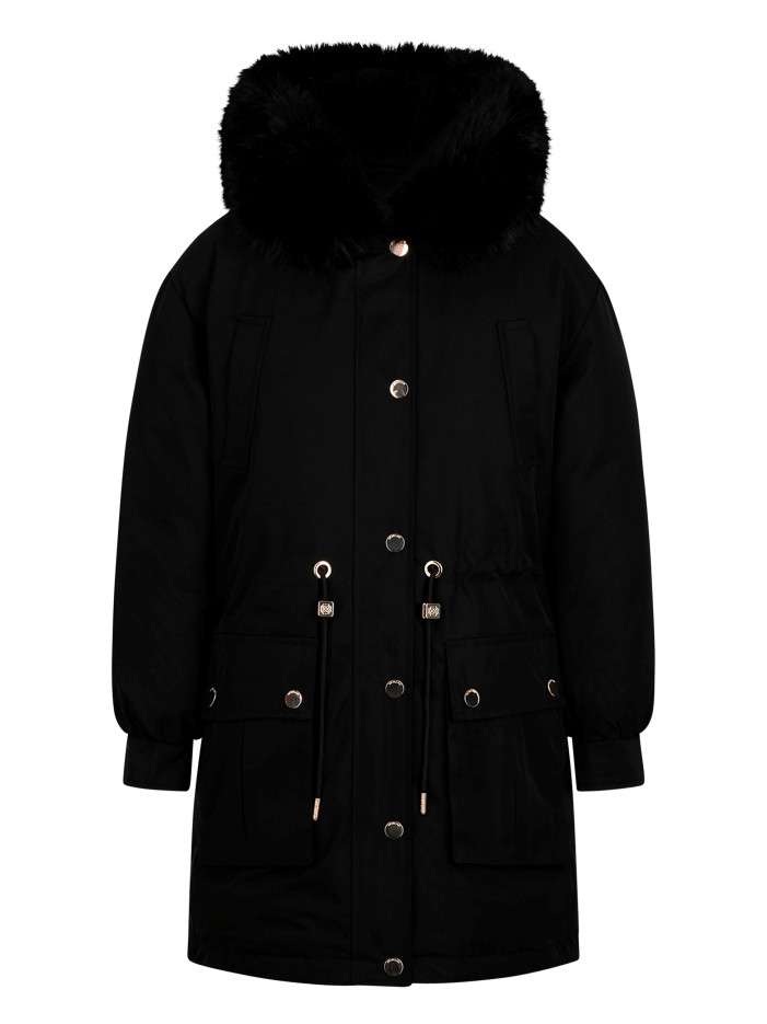 Parka noire unie à capuche...