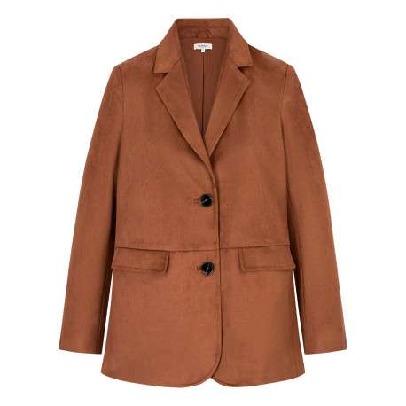 Blazer camel uni avec une coupe droite et des manches longues