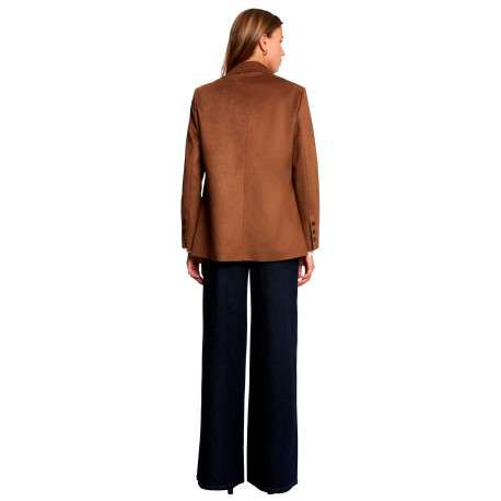 Blazer camel uni avec une coupe droite et des manches longues - Image 3
