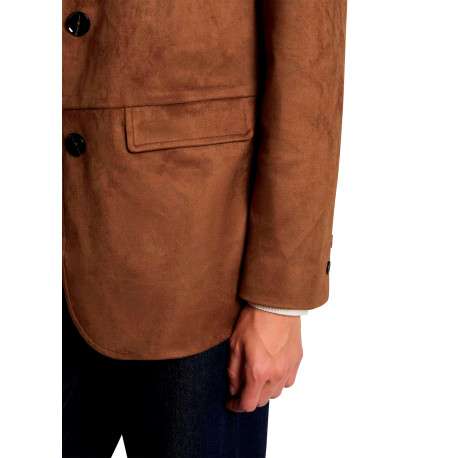 Blazer camel uni avec une coupe droite et des manches longues - Image 5