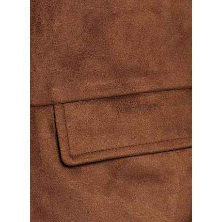Blazer camel uni avec une coupe droite et des manches longues - Image 6