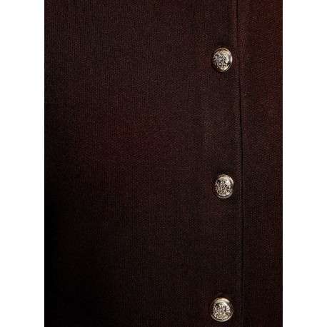 Gilet chocolat uni avec une coupe évasée et des manches longues - Image 6