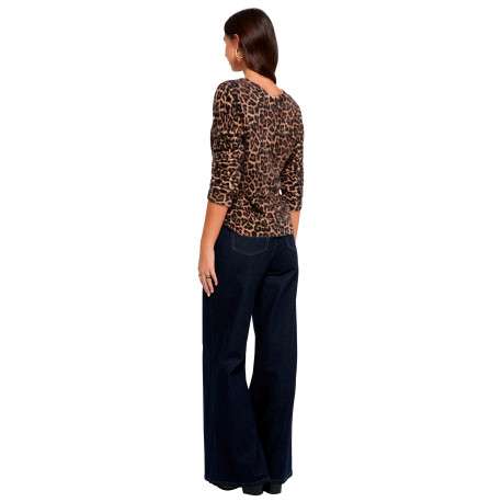 Gilet taupe à motif animalier avec une coupe droite et des manches longues - Image 3