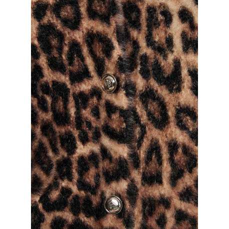 Gilet taupe à motif animalier avec une coupe droite et des manches longues - Image 6