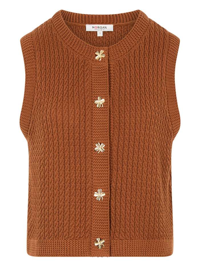 Gilet en coton camel uni...
