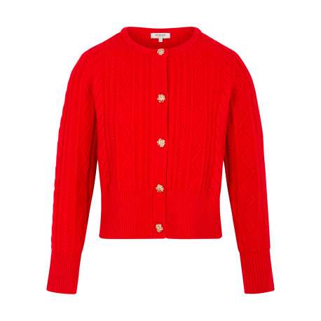 Gilet rouge uni avec une coupe ajustée et des manches longues