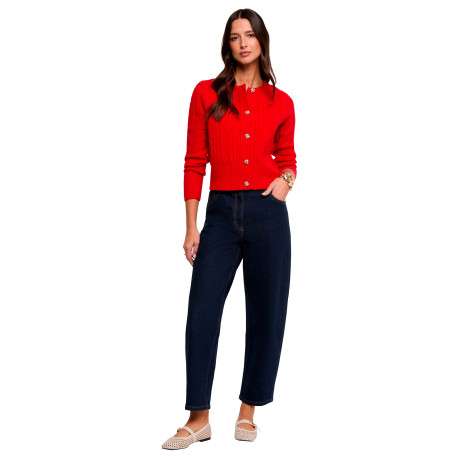 Gilet rouge uni avec une coupe ajustée et des manches longues - Image 2