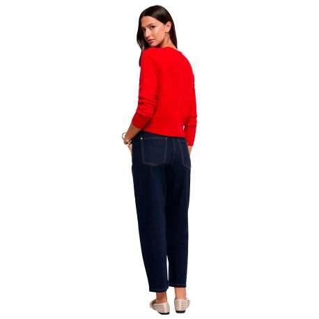 Gilet rouge uni avec une coupe ajustée et des manches longues - Image 3