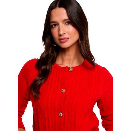 Gilet rouge uni avec une coupe ajustée et des manches longues - Image 4