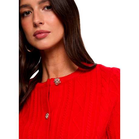Gilet rouge uni avec une coupe ajustée et des manches longues - Image 5