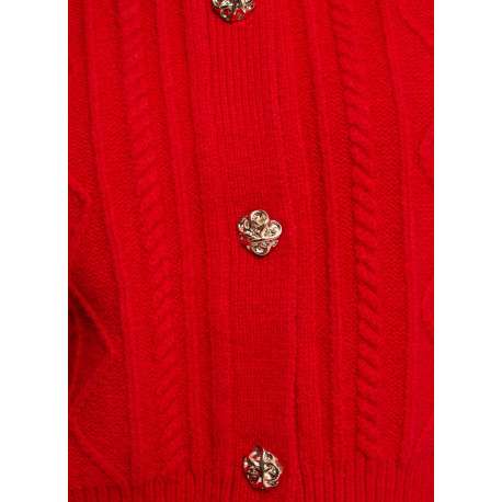 Gilet rouge uni avec une coupe ajustée et des manches longues - Image 6
