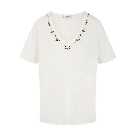 T-shirt en coton blanc uni avec une coupe droite et des manches courtes