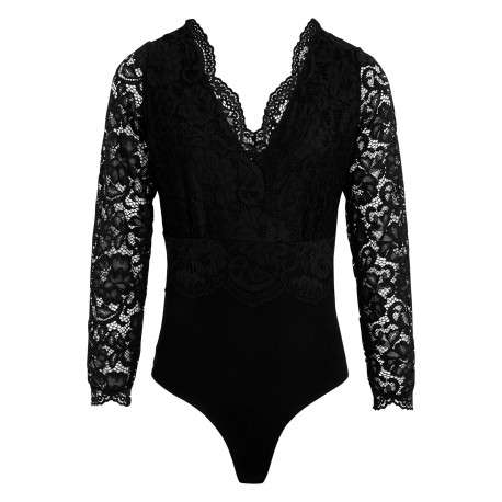 Body noir uni avec une coupe moulante et des manches longues