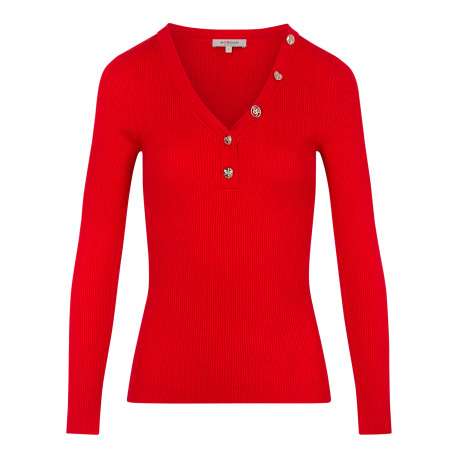Top rouge uni avec une coupe moulante et des manches longues