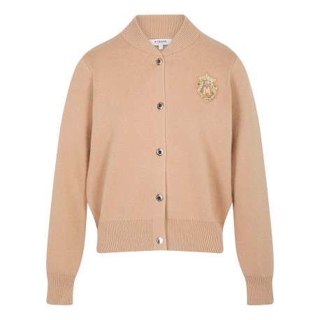 Gilet beige uni avec une coupe droite et des manches longues