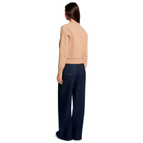 Gilet beige uni avec une coupe droite et des manches longues - Image 3