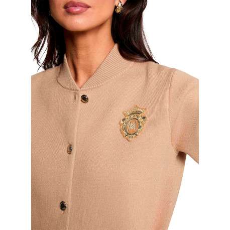 Gilet beige uni avec une coupe droite et des manches longues - Image 5
