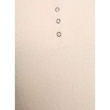 Pull beige uni avec une coupe droite et des manches longues - Image 6