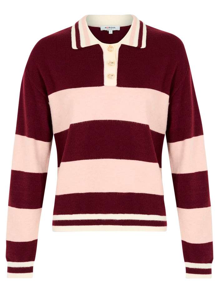 Pull bordeaux à rayures...