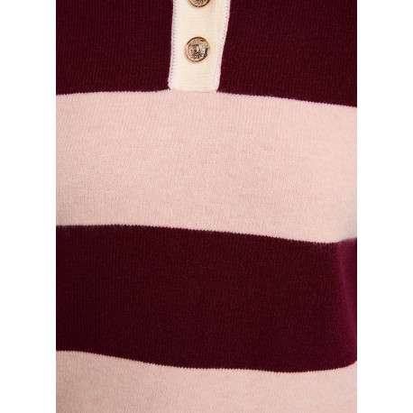 Pull bordeaux à rayures avec une coupe droite et un col polo - Image 6
