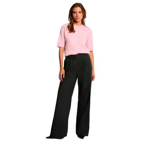 Pull rose uni avec une coupe droite et des manches courtes - Image 2