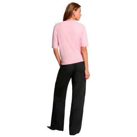 Pull rose uni avec une coupe droite et des manches courtes - Image 3
