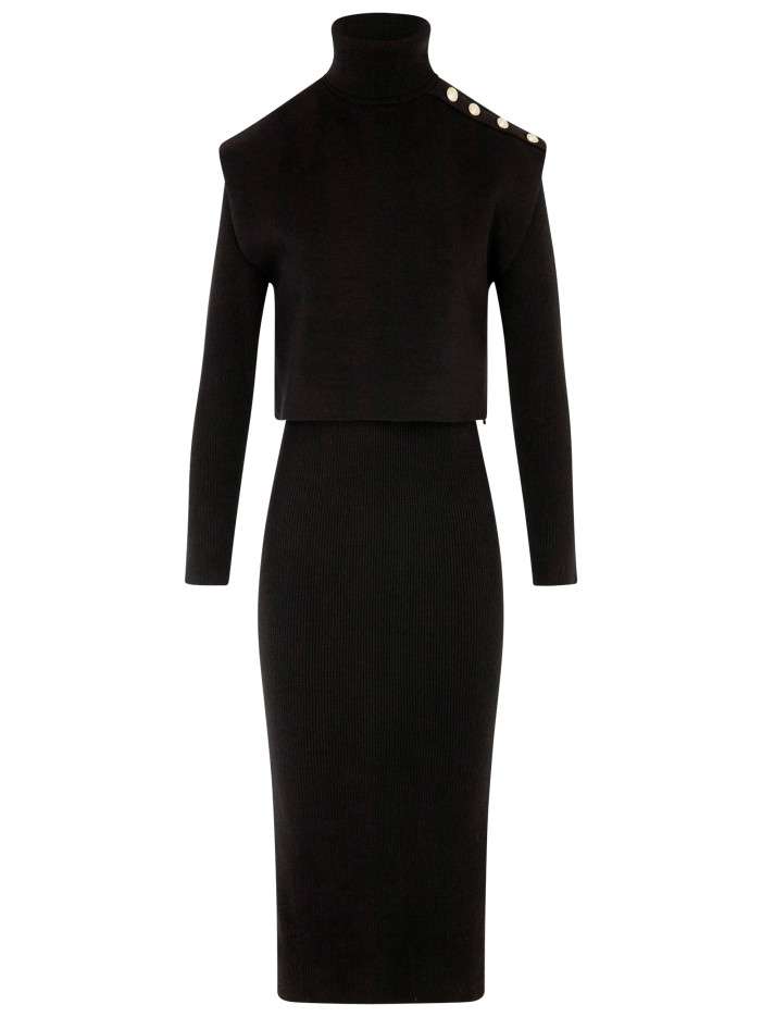 Robe longue noire unie avec...