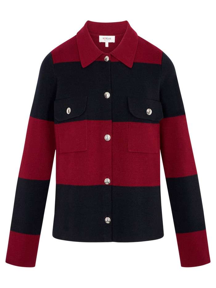 Pull bordeaux à rayures...