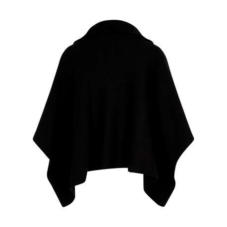 Poncho noir uni avec une coupe large et un col camionneur - Image 2