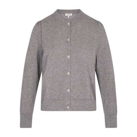 Gilet gris clair uni avec une coupe droite et des manches longues