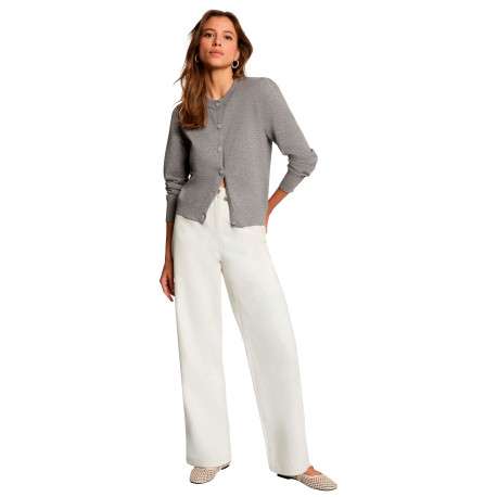 Gilet gris clair uni avec une coupe droite et des manches longues - Image 2