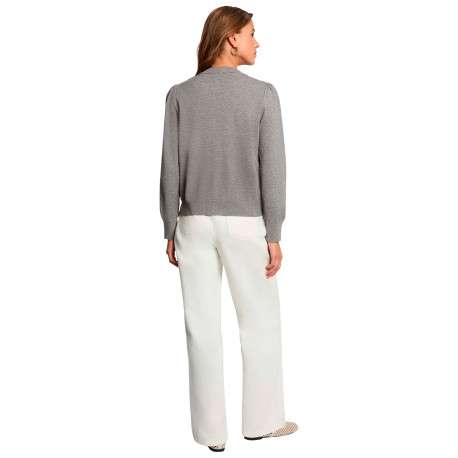 Gilet gris clair uni avec une coupe droite et des manches longues - Image 3