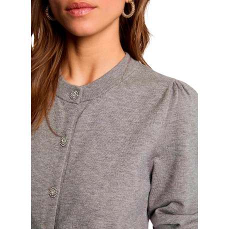 Gilet gris clair uni avec une coupe droite et des manches longues - Image 5