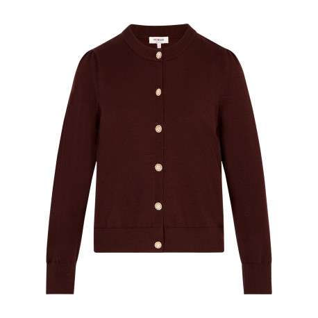 Gilet chocolat uni avec une coupe droite et des manches longues