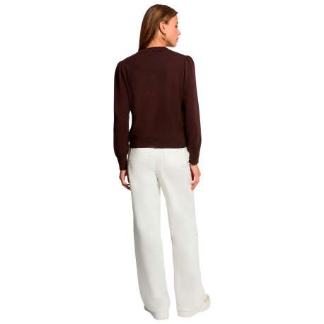Gilet chocolat uni avec une coupe droite et des manches longues - Image 3